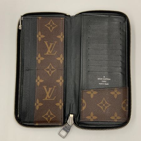  LOUIS VUITTON ルイヴィトン モノグラム マカサー ジッピーウォレット ヴェルティカル ラウンドファスナー長財布 M60109 ブラック x ブラウン