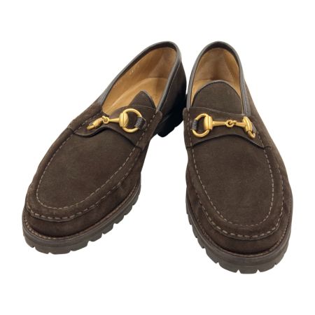  GUCCI グッチ  ホースビット スエード ローファー 1116030 表記サイズ 41 1/2 E ダークブラウン 現状渡し 