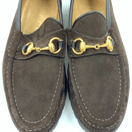  GUCCI グッチ  ホースビット スエード ローファー 1116030 表記サイズ 41 1/2 E ダークブラウン 現状渡し 