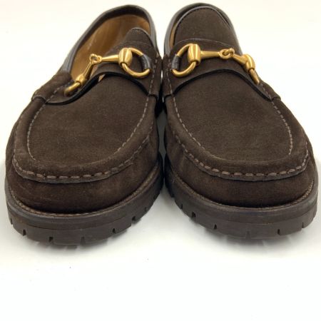 GUCCI グッチ  ホースビット スエード ローファー 1116030 表記サイズ 41 1/2 E ダークブラウン 現状渡し 