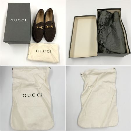  GUCCI グッチ  ホースビット スエード ローファー 1116030 表記サイズ 41 1/2 E ダークブラウン 現状渡し 