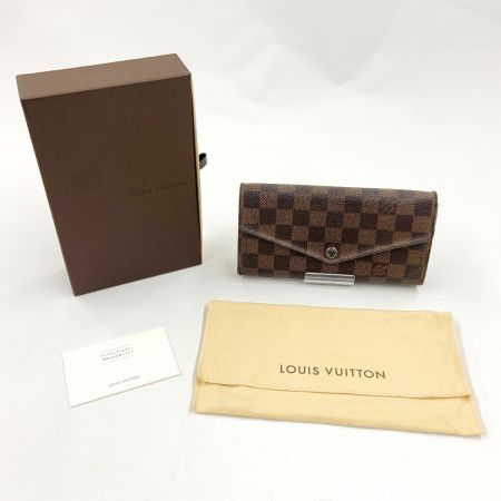  LOUIS VUITTON ルイヴィトン ダミエ ポルトフォイユ サラ 二つ折り財布  N63209 ブラウン イニシャル入り