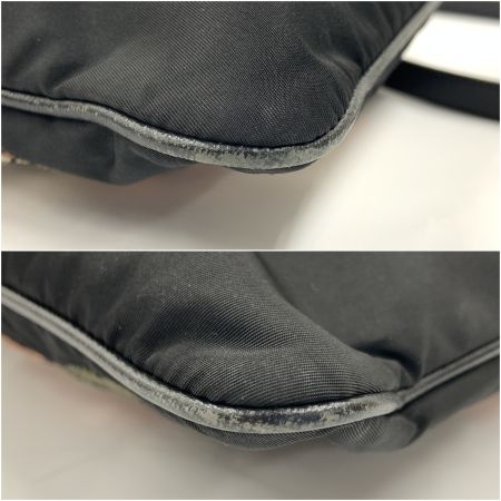  PRADA プラダ フラワー 刺繍 ナイロン 斜め掛け ショルダーバッグ ブラック