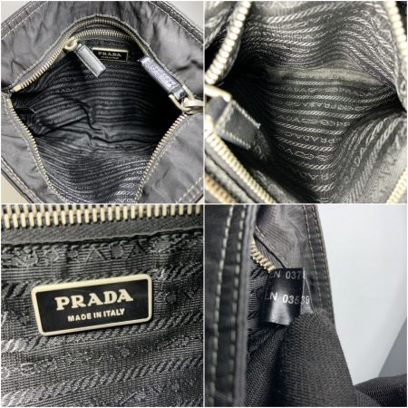  PRADA プラダ フラワー 刺繍 ナイロン 斜め掛け ショルダーバッグ ブラック