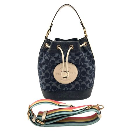  COACH コーチ デンプシー ドローストリング バケット バッグ シグネチャー デニム 2WAY C4101 ネイビー