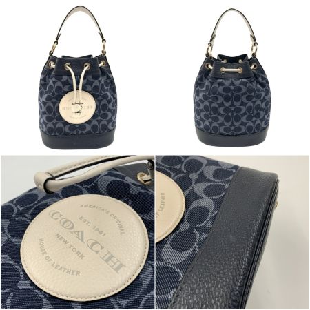 COACH コーチ デンプシー ドローストリング バケット バッグ シグネチャー デニム 2WAY C4101 ネイビー