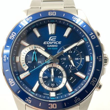  EDIFICE エディフィス CASIO カシオ クロノグラフ クォーツ 腕時計 efv－570d ブルー  x シルバー
