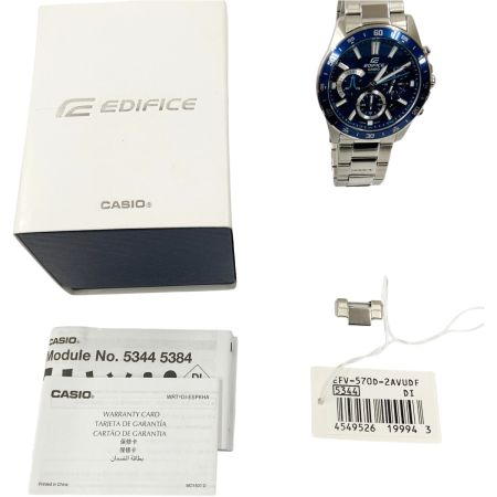  EDIFICE エディフィス CASIO カシオ クロノグラフ クォーツ 腕時計 efv－570d ブルー  x シルバー