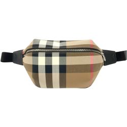 〇〇 BURBERRY バーバリー チェック クロスボディー 斜め掛け バッグ ウェストバッグ 8084555 ベージュ Bランク