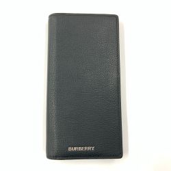 〇〇 BURBERRY バーバリー 長財布 ロゴ レザー 二つ折り 長財布 ブラック Bランク
