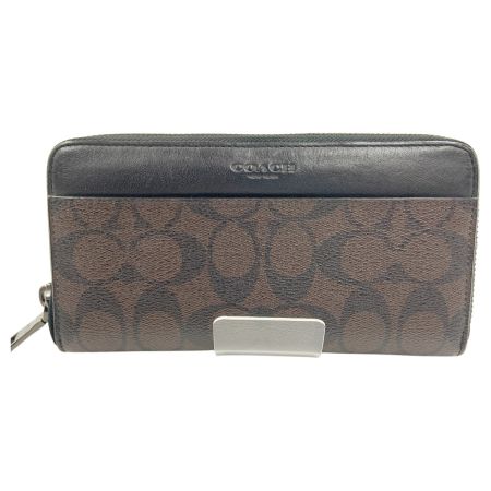  COACH コーチ シグネチャー ラウンドファスナー 長財布  F58112 ブラウン x ブラック