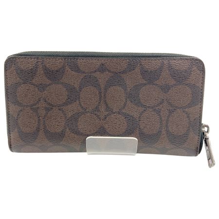  COACH コーチ シグネチャー ラウンドファスナー 長財布  F58112 ブラウン x ブラック
