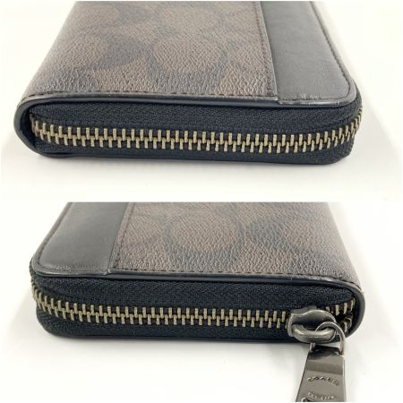  COACH コーチ シグネチャー ラウンドファスナー 長財布  F58112 ブラウン x ブラック