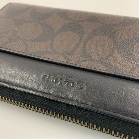  COACH コーチ シグネチャー ラウンドファスナー 長財布  F58112 ブラウン x ブラック