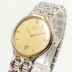 〇〇 OMEGA オメガ デビル シンボル メンズ クォーツ ベゼル18K  腕時計 ゴールド x シルバー 現状渡し ジャンク品 Dランク
