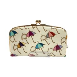 〇〇 文庫屋大関 文庫屋大関 竹久夢二 傘 天溝がま口 財布 コインケース ホワイト Aランク