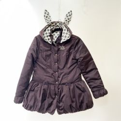 〇〇 Shirley Temple シャーリーテンプル キッズ 中綿コート 160cm うさ耳付き リバーシブル ブラウン Aランク