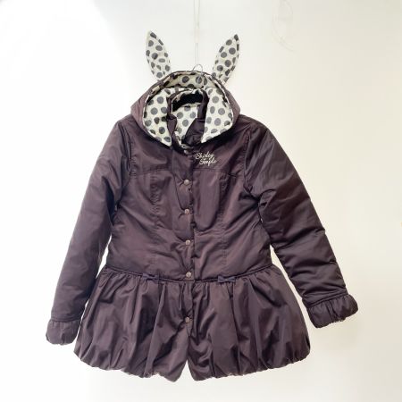  Shirley Temple シャーリーテンプル キッズ 中綿コート 160cm うさ耳付き リバーシブル ブラウン