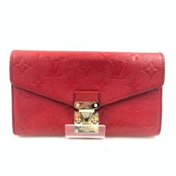 〇〇 LOUIS VUITTON ルイヴィトン モノグラム アンプラント ポルトフォイユ メティス レディース 二つ折り長財布 M63728 レッド Bランク