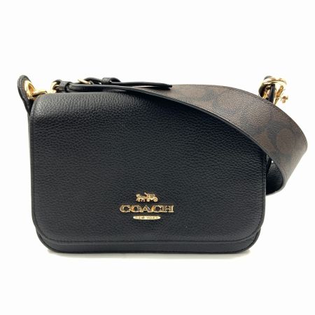  COACH コーチ ワンポイントロゴ フラップ ショルダーバッグ   F77979 ブラック