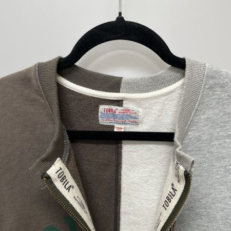  TOBILA レディース 裏起毛パウダー加工ジップカーディガン SIZE M ブラウン×グレー