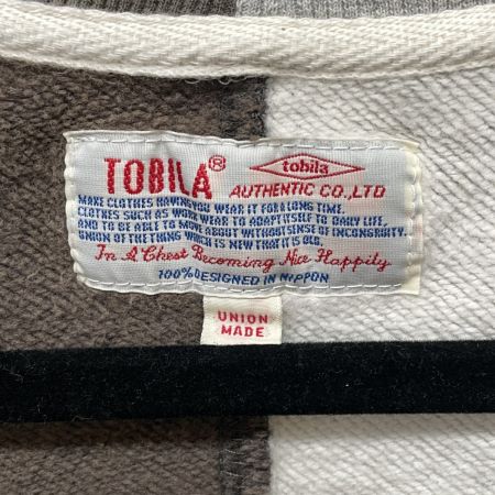  TOBILA レディース 裏起毛パウダー加工ジップカーディガン SIZE M ブラウン×グレー