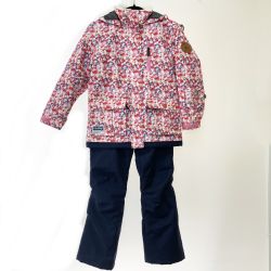 〇〇 Cosby 花柄 スキーウェア上下セット 140cm  ピンク×ネイビー Aランク