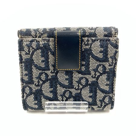  Christian Dior クリスチャンディオール トロッター サドル 二つ折り財布 コンパクト財布 ネイビー x グレー