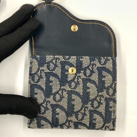  Christian Dior クリスチャンディオール トロッター サドル 二つ折り財布 コンパクト財布 ネイビー x グレー
