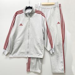  adidas アディダス メンズ 万国旗タグ ジャージ 上下セットアップ サイズO グレー Bランク