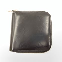 〇〇 LOUIS VUITTON ルイヴィトン モノグラム グラセ ポルト ビェ モネ ジップ 二つ折り財布 ダークブラウン M66510 ブラック Bランク