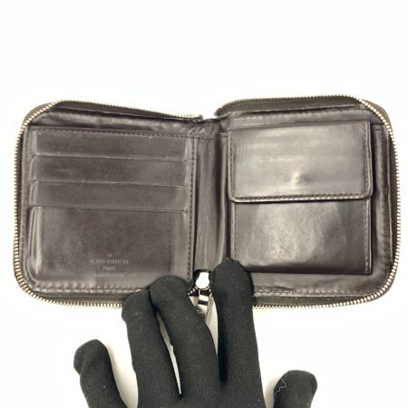  LOUIS VUITTON ルイヴィトン モノグラム グラセ ポルト ビェ モネ ジップ 二つ折り財布 ダークブラウン M66510 ブラック