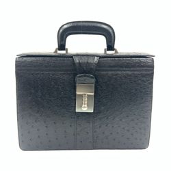 〇〇 オーストリッチ ビジネスバッグ ブリーフケース ハンドバッグ ブラック Bランク