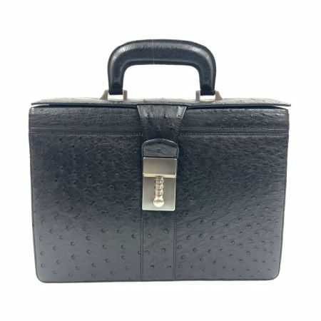  オーストリッチ ビジネスバッグ ブリーフケース ハンドバッグ ブラック