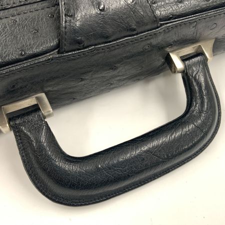  オーストリッチ ビジネスバッグ ブリーフケース ハンドバッグ ブラック