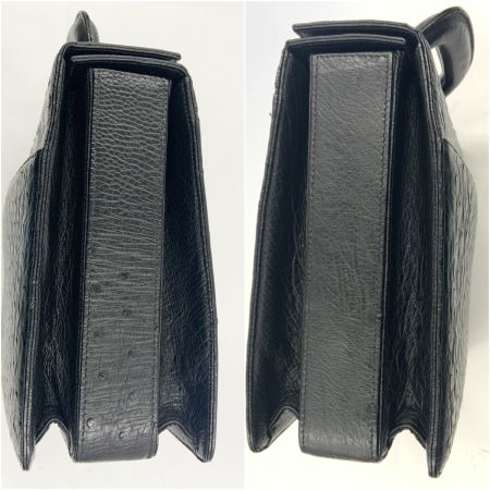  オーストリッチ ビジネスバッグ ブリーフケース ハンドバッグ ブラック