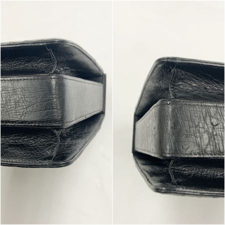  オーストリッチ ビジネスバッグ ブリーフケース ハンドバッグ ブラック