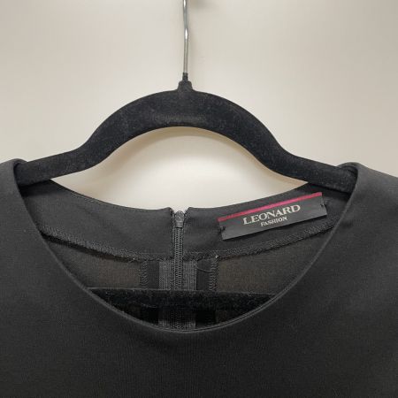  LEONARD レオナール レディース カットソー カンカン 袖柄有り size42 ブラック