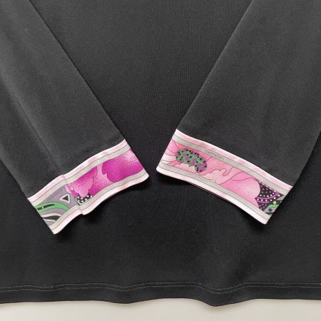  LEONARD レオナール レディース カットソー カンカン 袖柄有り size42 ブラック