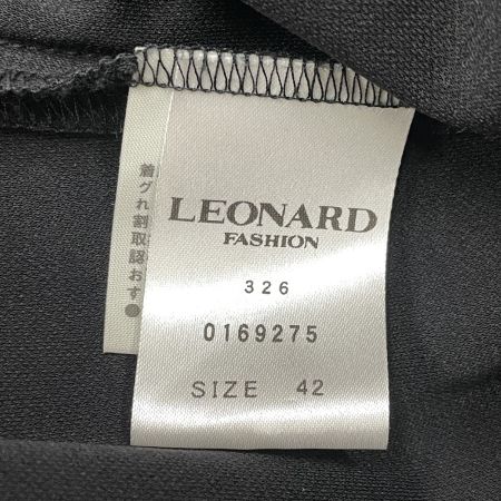  LEONARD レオナール レディース カットソー カンカン 袖柄有り size42 ブラック