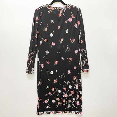  LEONARD レオナール レディース ワンピース シルク 花柄 size40 ブラック