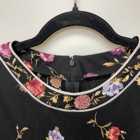  LEONARD レオナール レディース ワンピース シルク 花柄 size40 ブラック