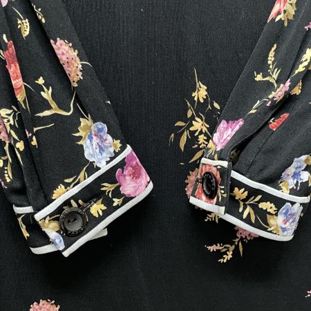  LEONARD レオナール レディース ワンピース シルク 花柄 size40 ブラック
