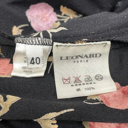  LEONARD レオナール レディース ワンピース シルク 花柄 size40 ブラック