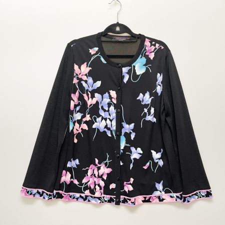  LEONARD レオナール レディース カーディガン 花柄 size44 ブラック