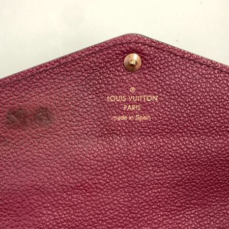  LOUIS VUITTON ルイヴィトン モノグラム アンプラント ポルトフォイユ サラ 二つ折り長財布　 M61183 ワインレッド