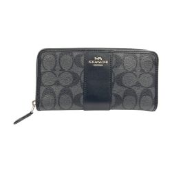〇〇 COACH コーチ シグネチャー ラウンドファスナー 長財布 F54630 ブラック Bランク