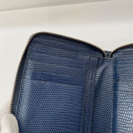 Paul Smith ポールスミス メンズ ラウンドジップ クロコ型押し 二つ折り財布 ブルー