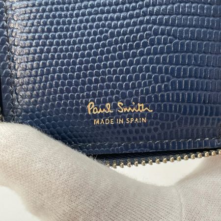 Paul Smith ポールスミス メンズ ラウンドジップ クロコ型押し 二つ折り財布 ブルー