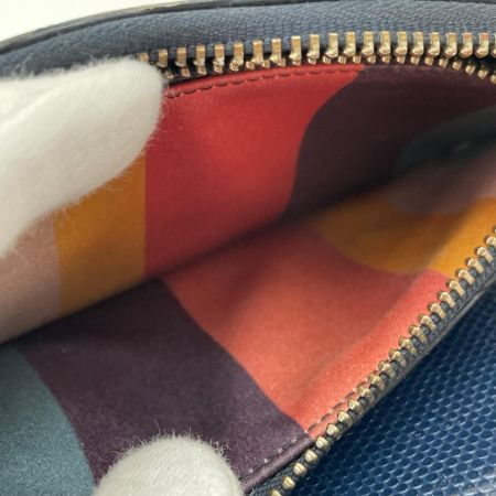 Paul Smith ポールスミス メンズ ラウンドジップ クロコ型押し 二つ折り財布 ブルー